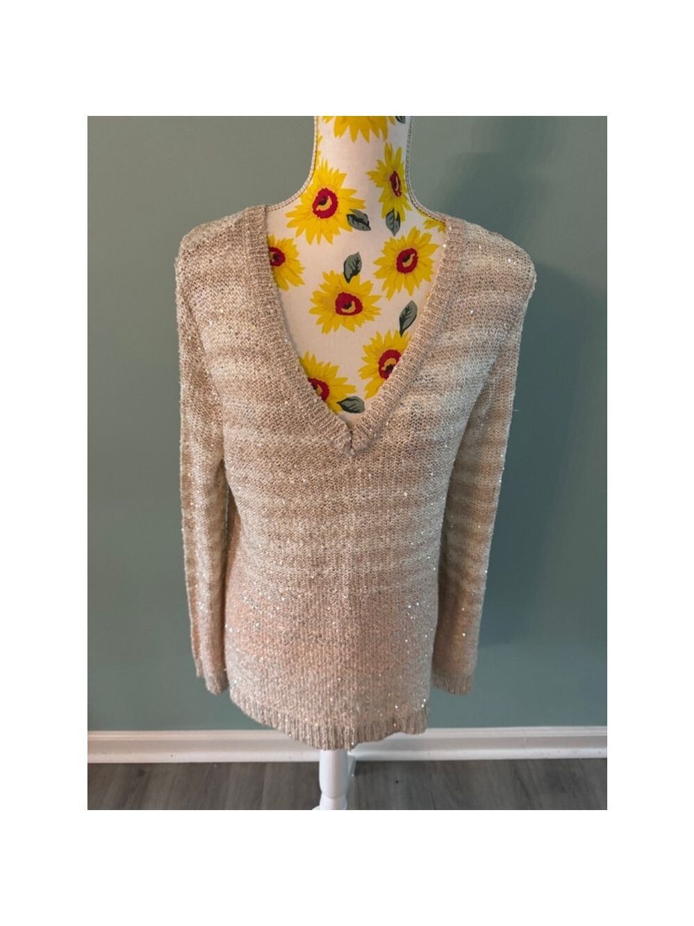 Women's Liz Claiborne Sweater, L, Beige